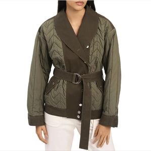 NWT Derek Lam 10 Crosby Teagan Quilted Shawl Jacket in Pale Olive XS